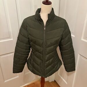 TED BAKER Renika Olive Green Puffer Jacket Women Size‎ 3 (Med) Quilted Packable